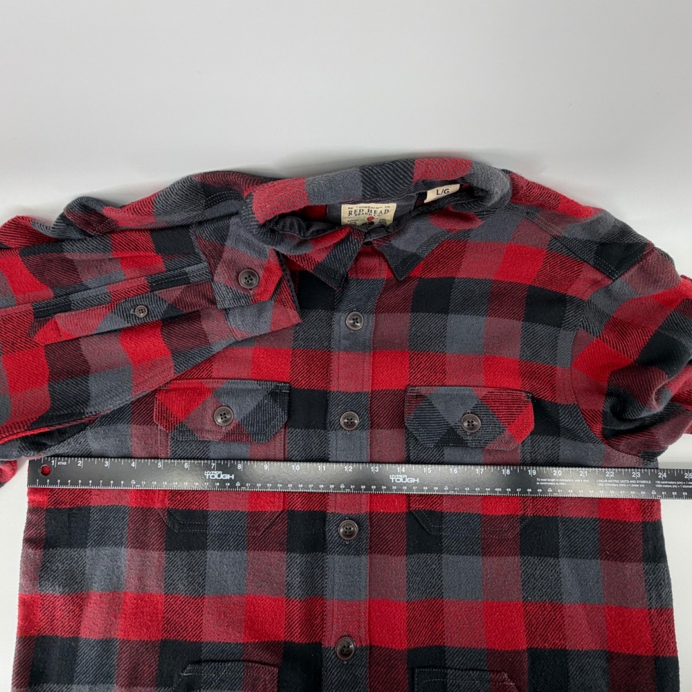Red Head‎ Brand Co Workhorse Plaid Flannel Shirt Jacket Red Gray Mens L - Picture 7 of 11